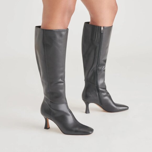 NEW DOLCE VITA Leather Gyra Wide Calf High Shaft Boots DARK OLIVE 925 6t3 - Picture 3 of 10